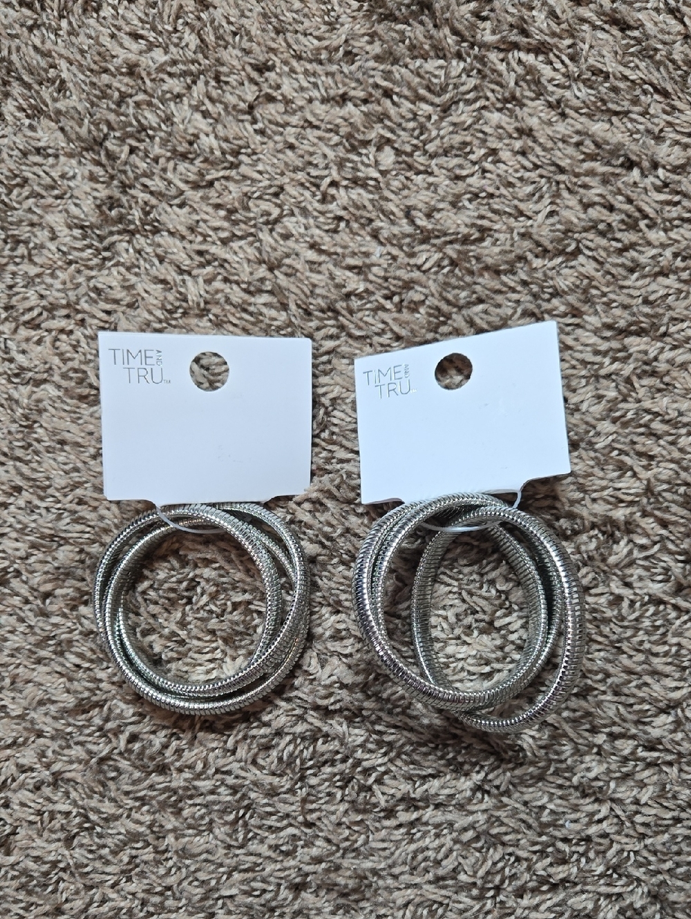 Time and Tru Silver Tone Coil Bangle 6 Bracelet Set Lot Jewelry